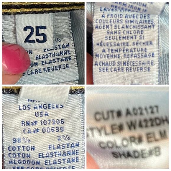 Hudson Collin Jeans Back Flap Pocket 2 Button Front Elm Dark Wash Size 25 - Picture 9 of 11